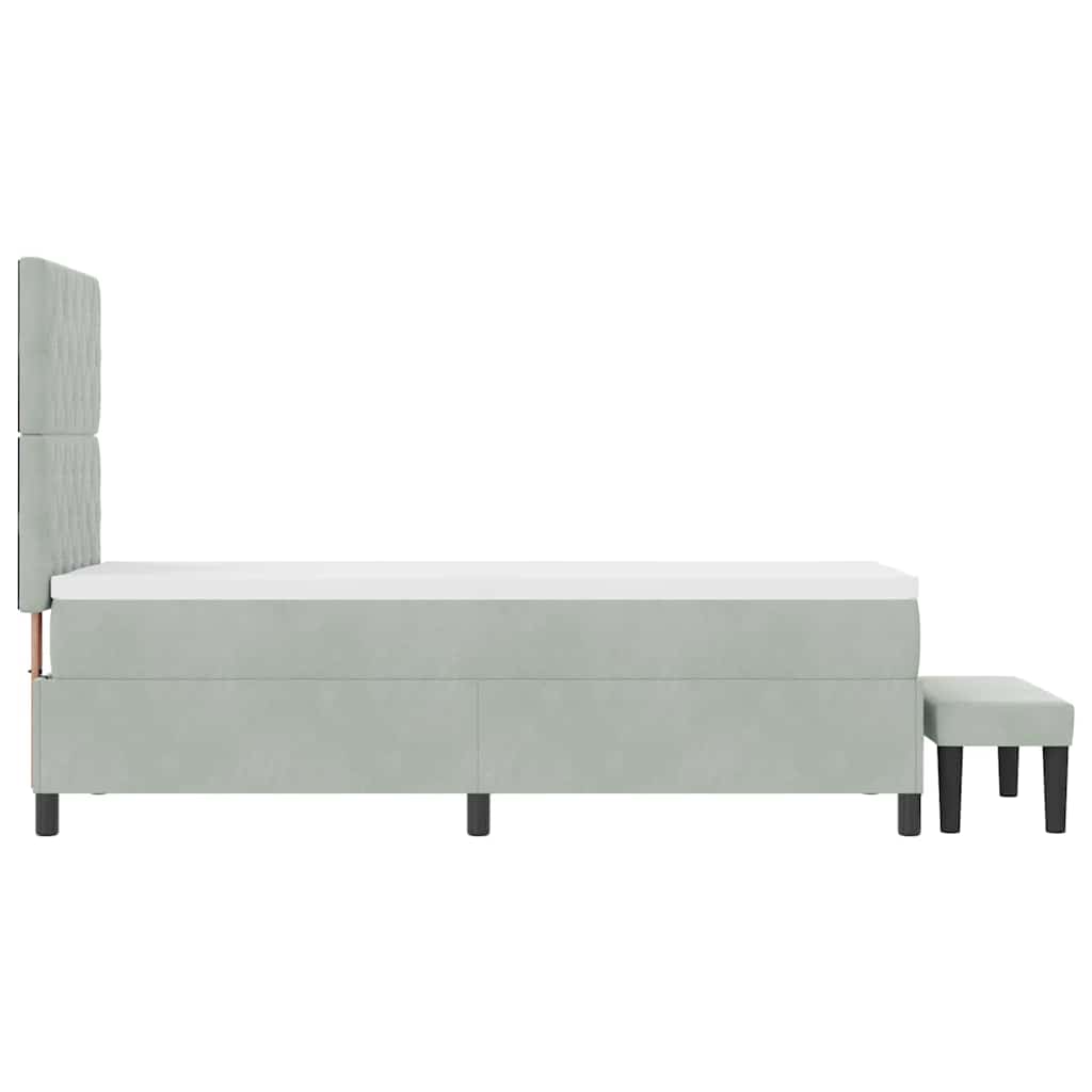 Boxspringbett mit Kissen mit Kopfteil Hellgrau 200 x 80 cm Samt