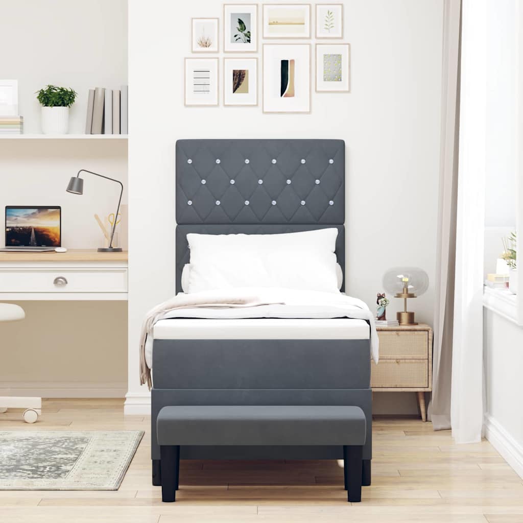 Boxspringbett mit Kopfteil Dunkelgrau 200 x 80 cm Samt