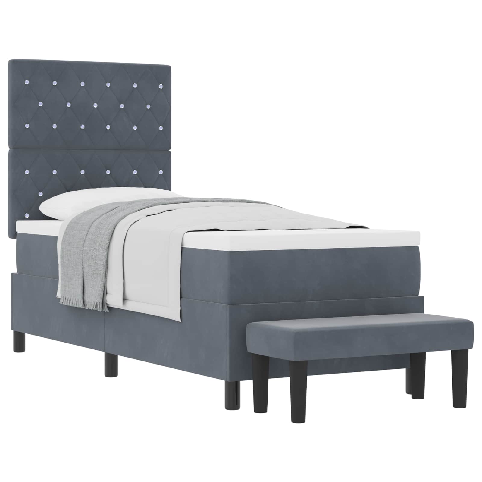 Boxspringbett mit Kopfteil Dunkelgrau 200 x 80 cm Samt