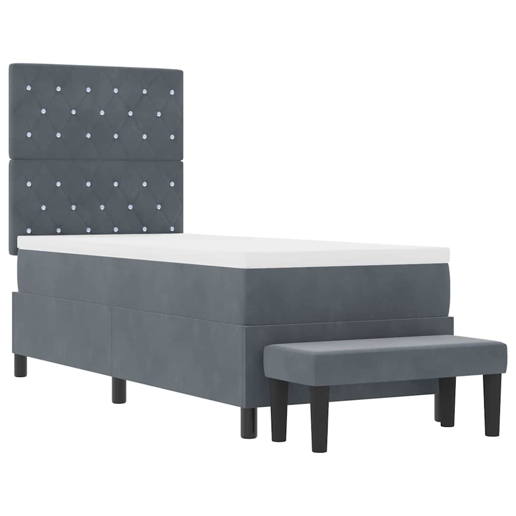 Boxspringbett mit Kopfteil Dunkelgrau 200 x 80 cm Samt