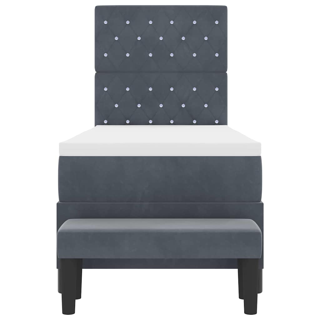 Boxspringbett mit Kopfteil Dunkelgrau 200 x 80 cm Samt