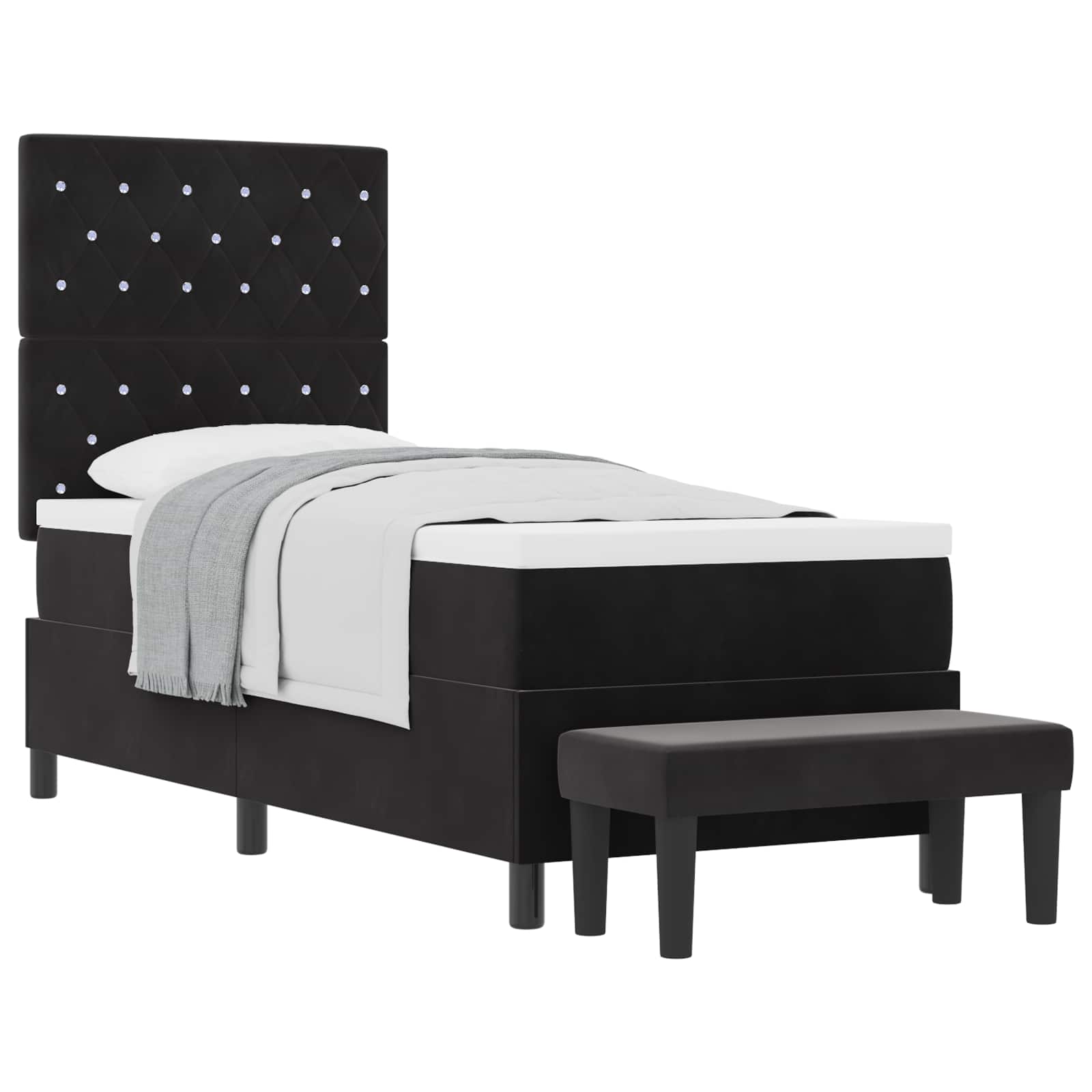 Boxspringbett mit Kopfteil Schwarz 200 x 80 cm Samt