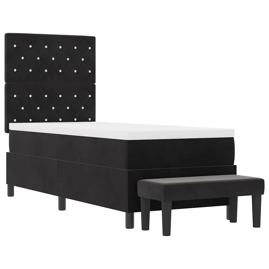 Boxspringbett mit Matratze Schwarz 80 x 200 cm Samt