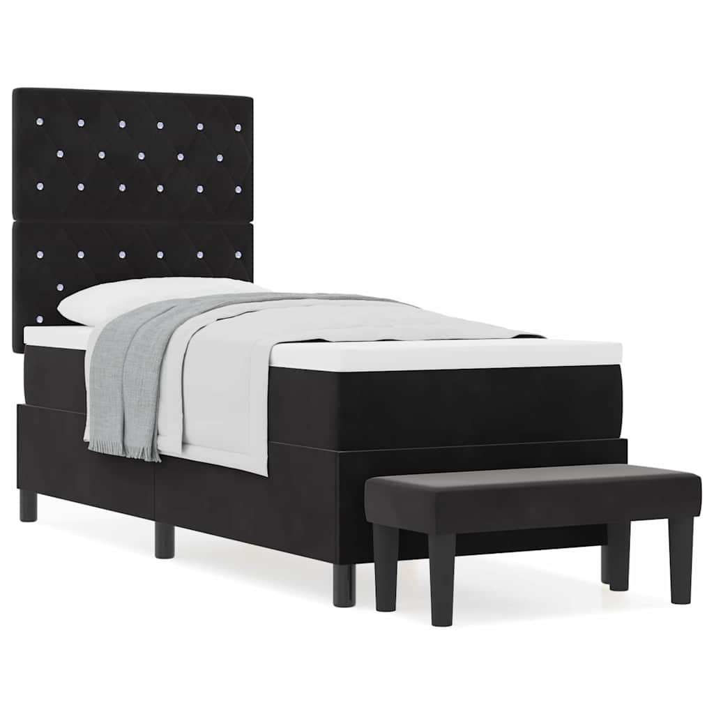 Boxspringbett mit Matratze Schwarz 80 x 200 cm Samt