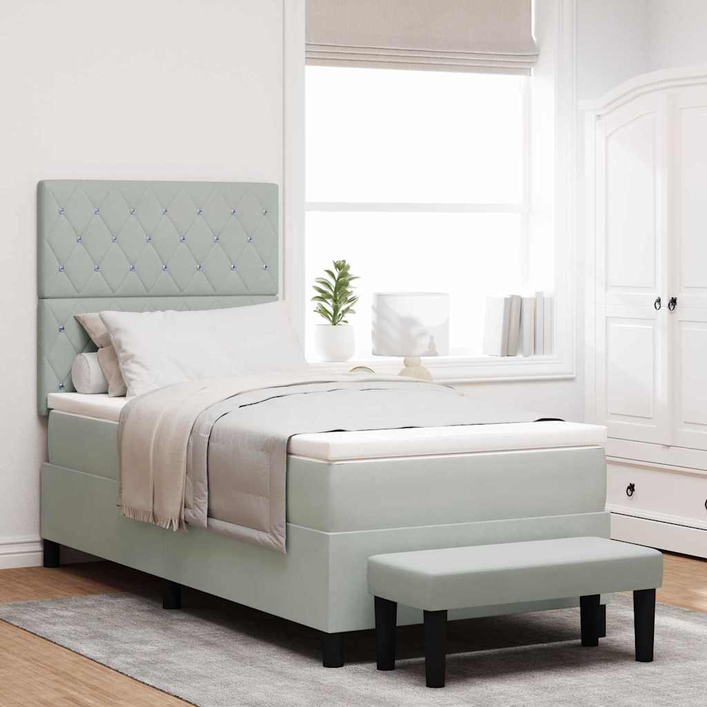 Boxspringbett mit Kopfteil Hellgrau 190 x 90 cm Samt