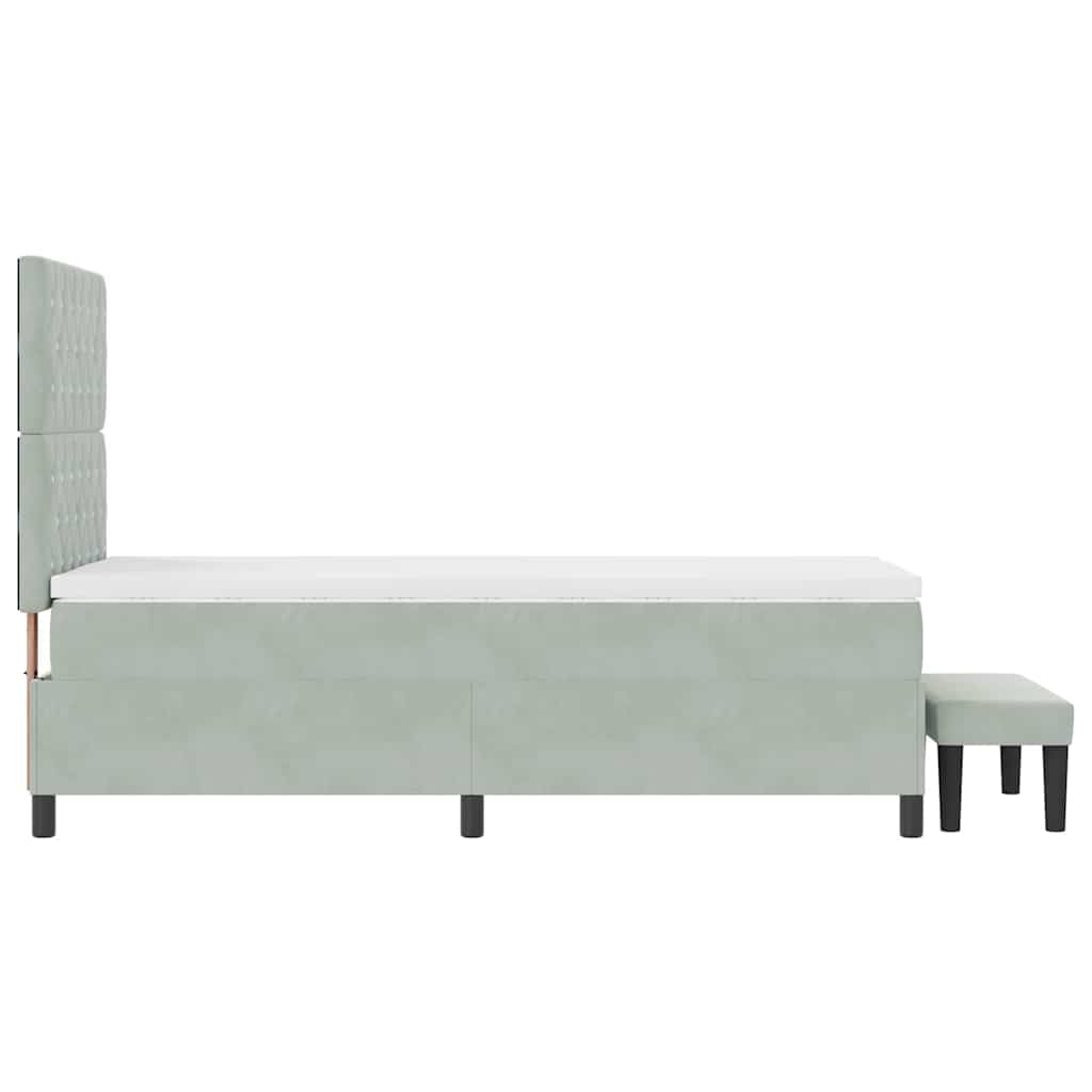 Boxspringbett mit Kopfteil Hellgrau 190 x 90 cm Samt
