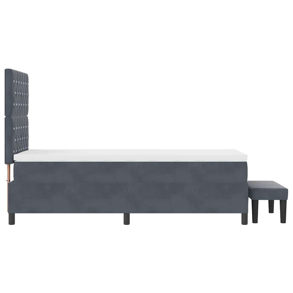 Boxspringbett mit Kopfteil Dunkelgrau 190 x 90 cm Samt