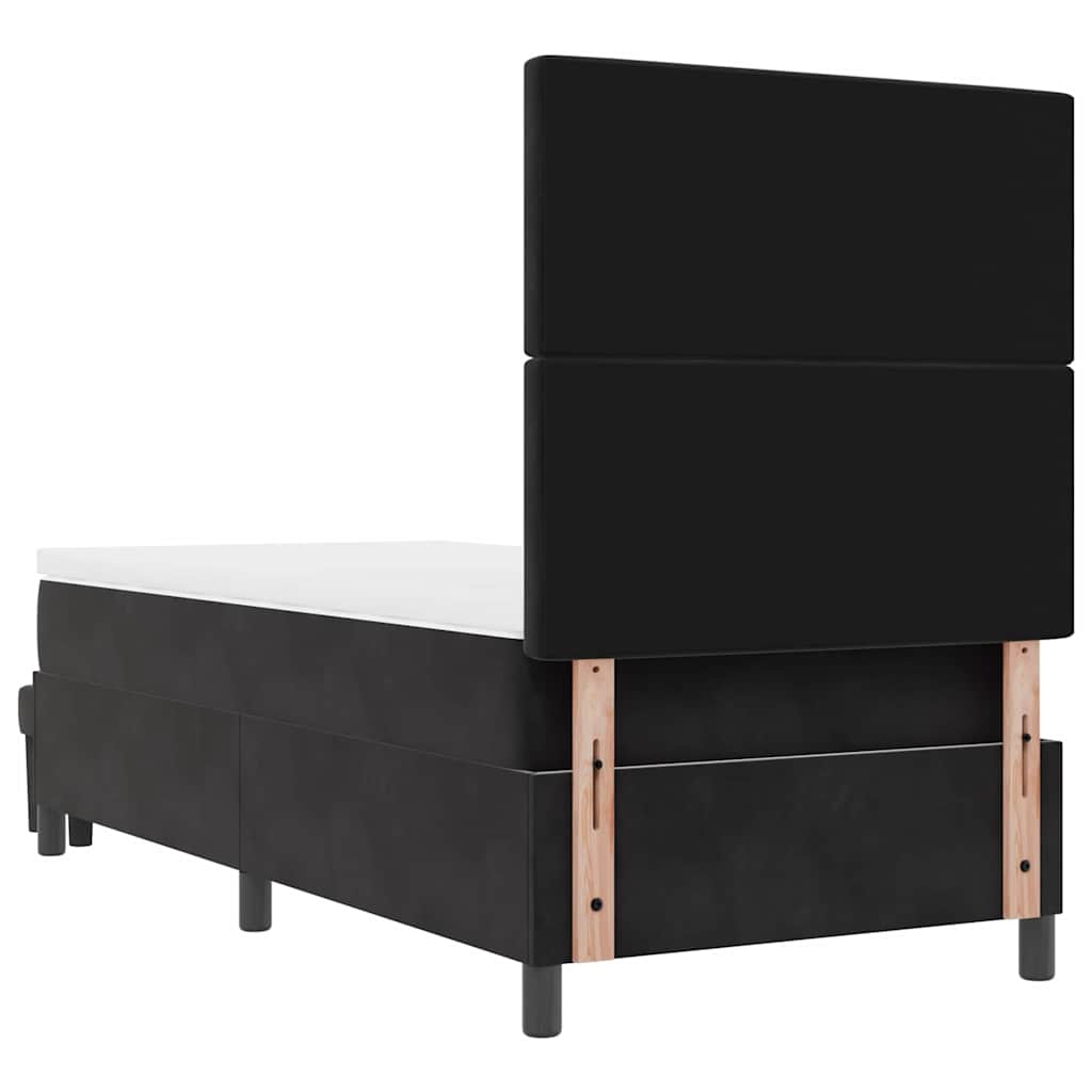 Boxspringbett mit Matratze Schwarz 90 x 190 cm Samt