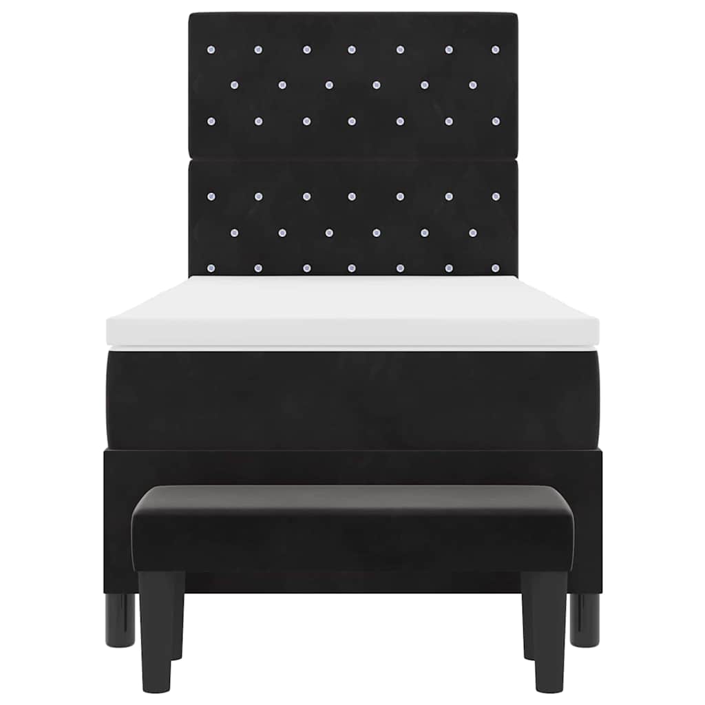 Boxspringbett mit Matratze Schwarz 90 x 190 cm Samt