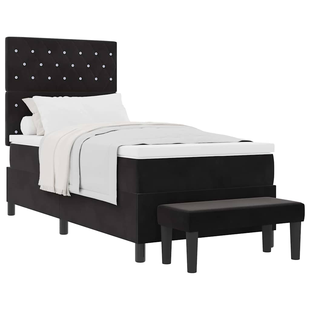 Boxspringbett mit Matratze Schwarz 90 x 190 cm Samt