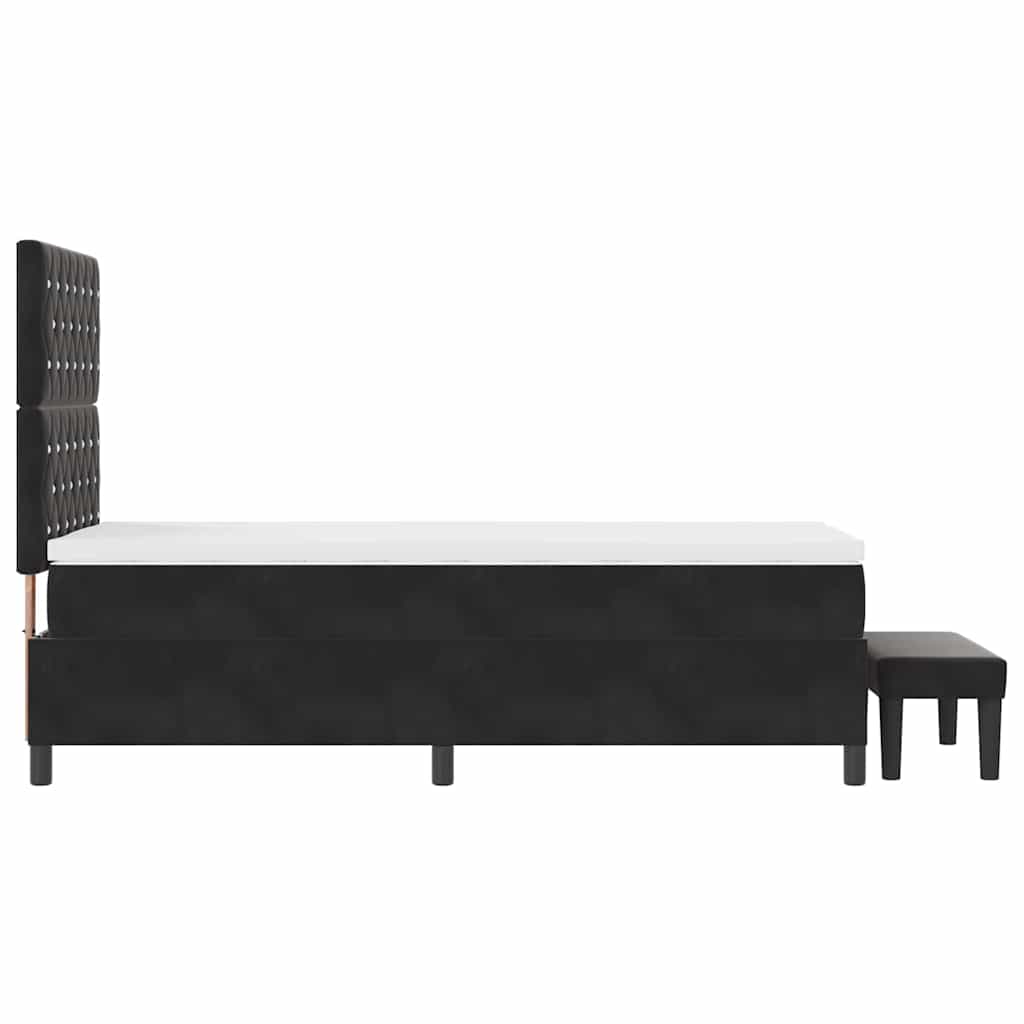 Boxspringbett mit Matratze Schwarz 90 x 190 cm Samt