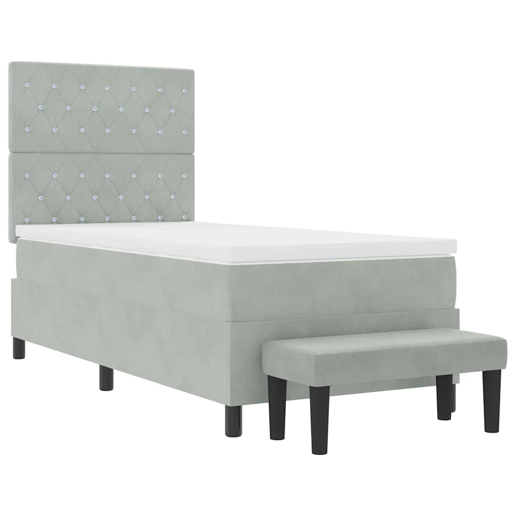 Boxspringbett mit Kopfteil Hellgrau 200 x 90 cm Samt