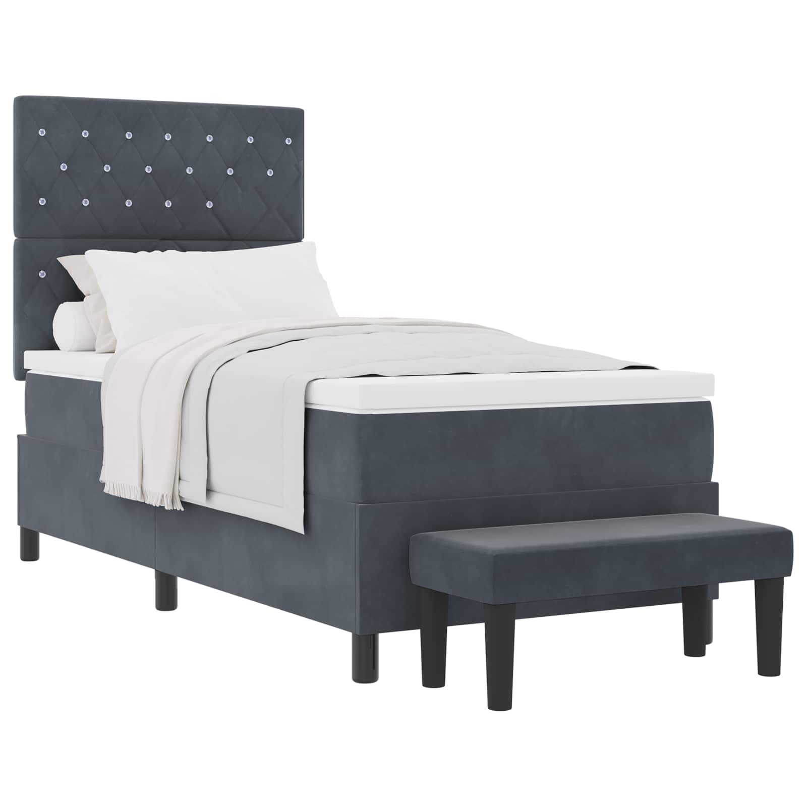 Boxspringbett mit Kopfteil Dunkelgrau 200 x 90 cm Samt