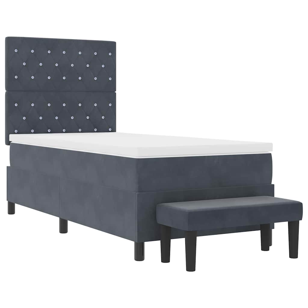 Boxspringbett mit Kopfteil Dunkelgrau 200 x 90 cm Samt