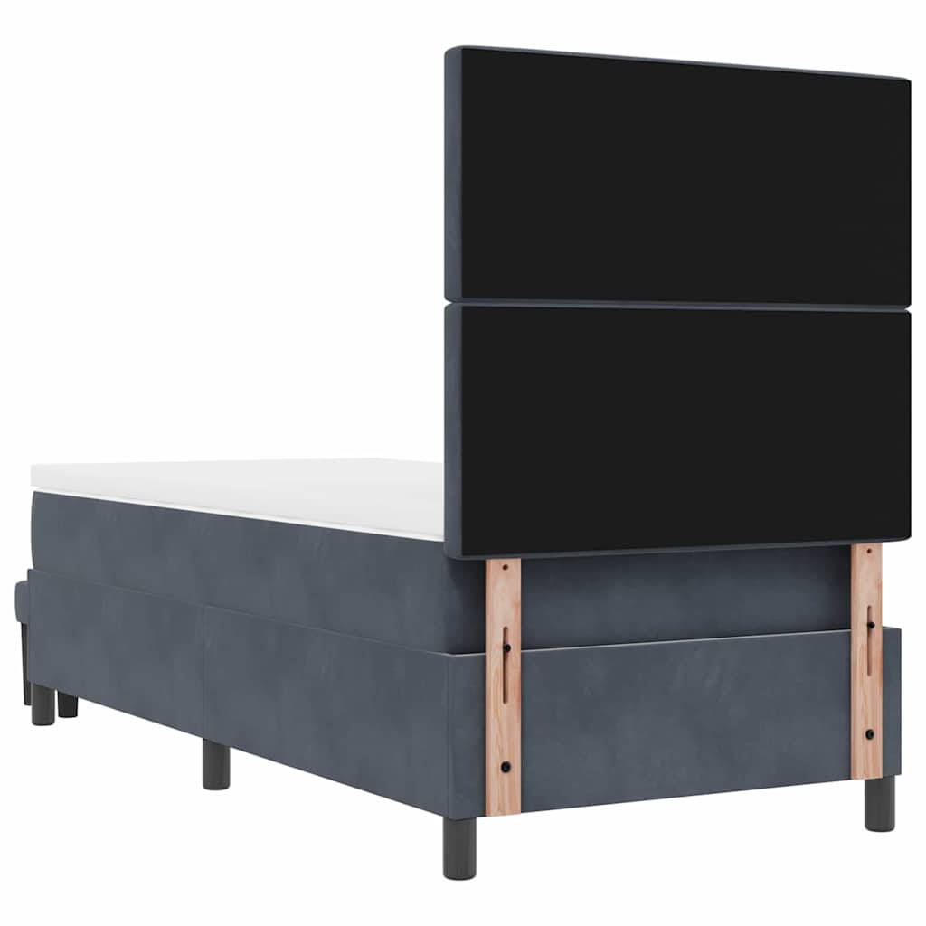 Boxspringbett mit Kopfteil Dunkelgrau 200 x 90 cm Samt
