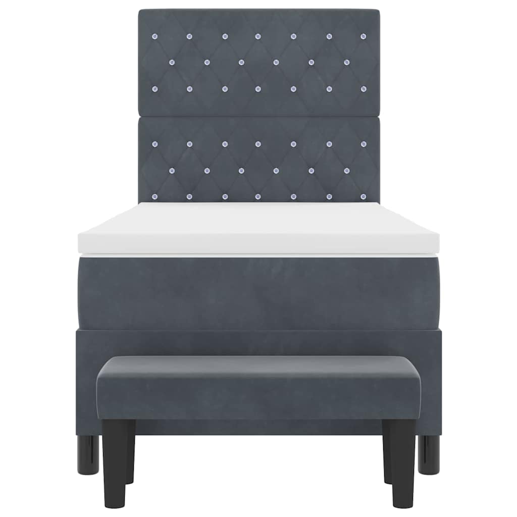 Boxspringbett mit Kopfteil Dunkelgrau 200 x 90 cm Samt