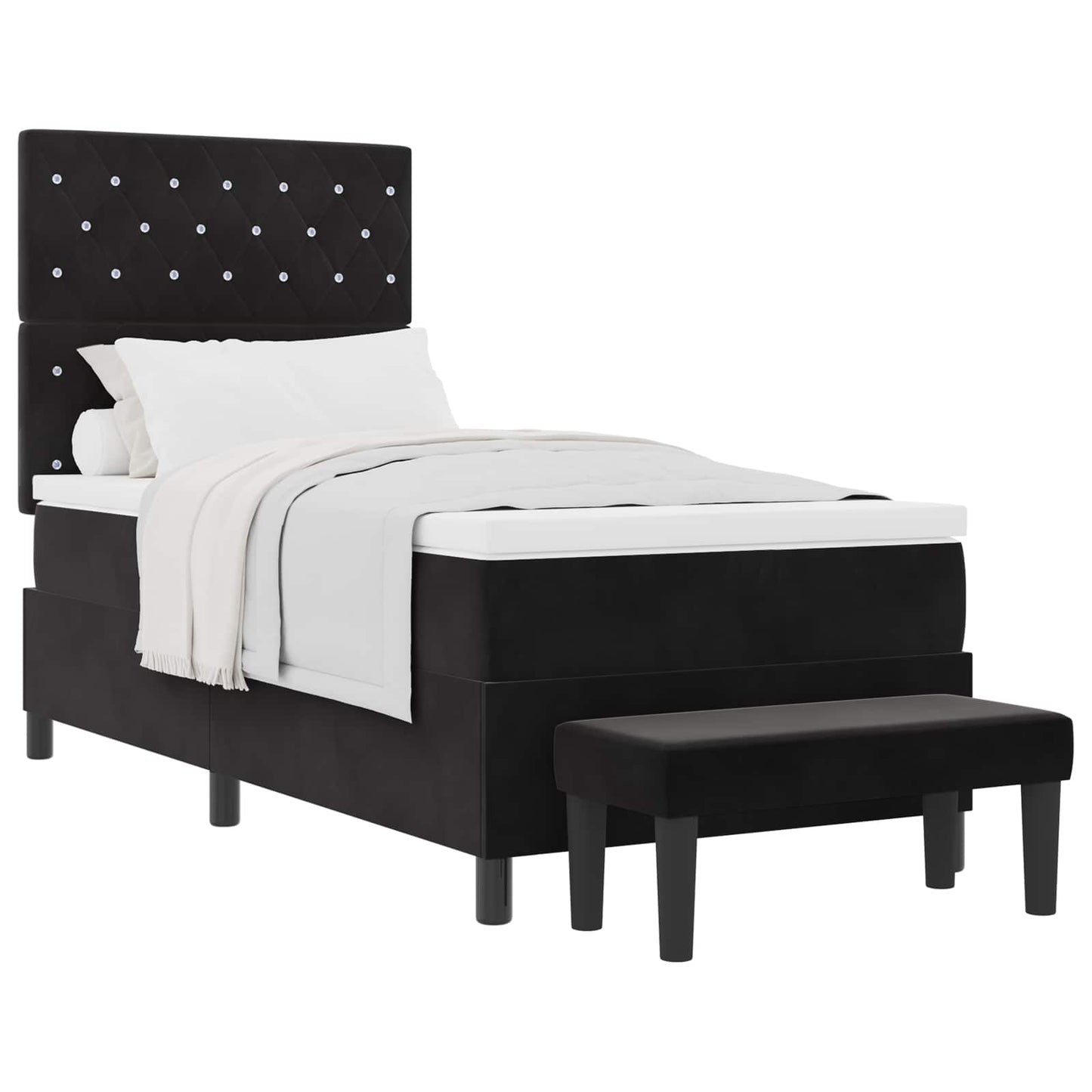 Boxspringbett mit Kopfteil Schwarz 200 x 90 cm Samt