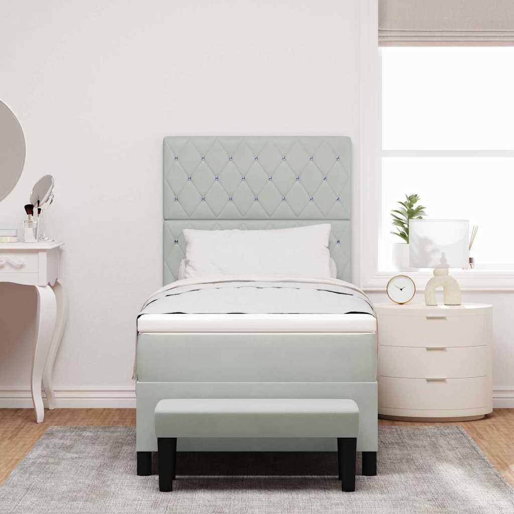 Boxspringbett mit Kopfteil Hellgrau 200 x 100 cm Samt