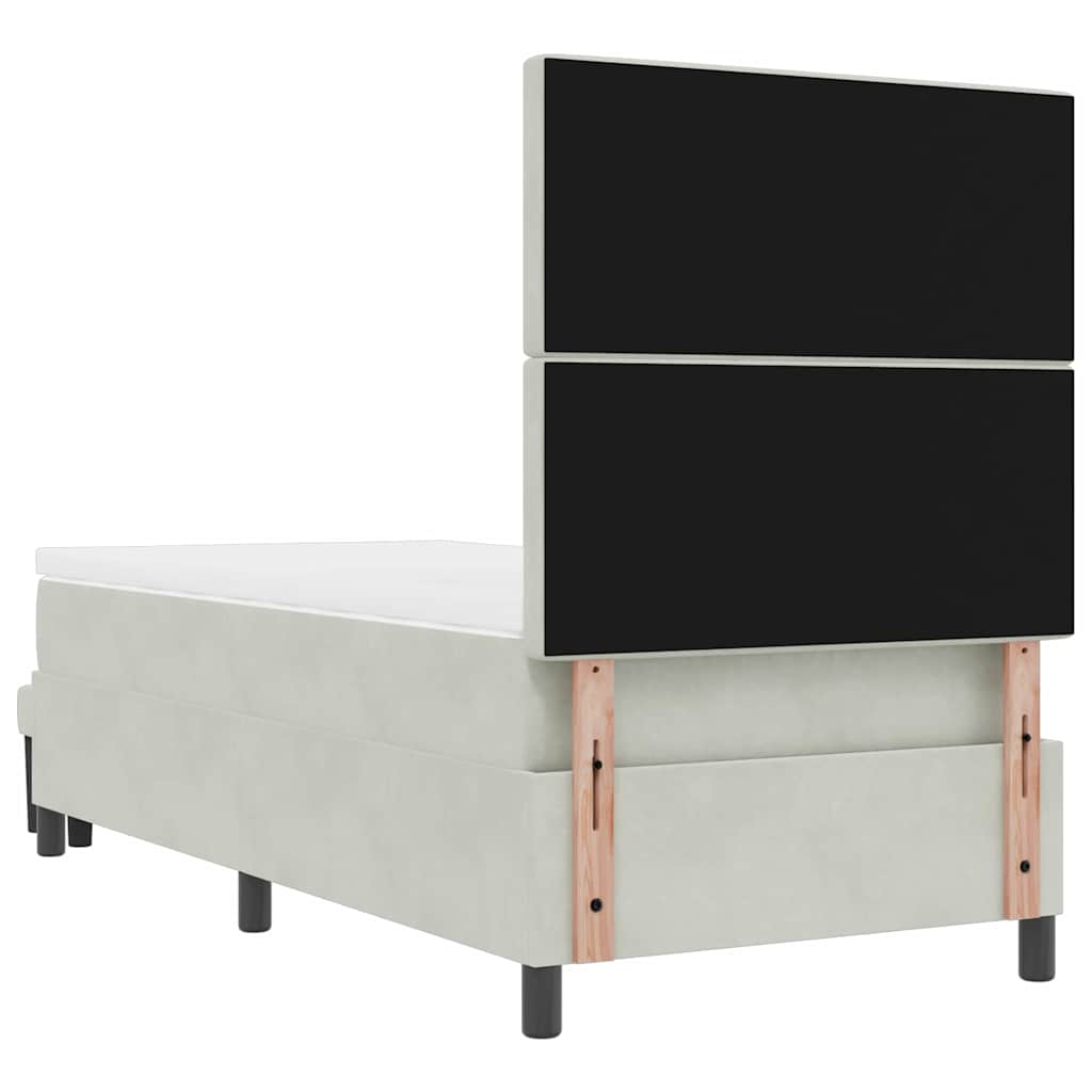 Boxspringbett mit Kopfteil Hellgrau 200 x 100 cm Samt