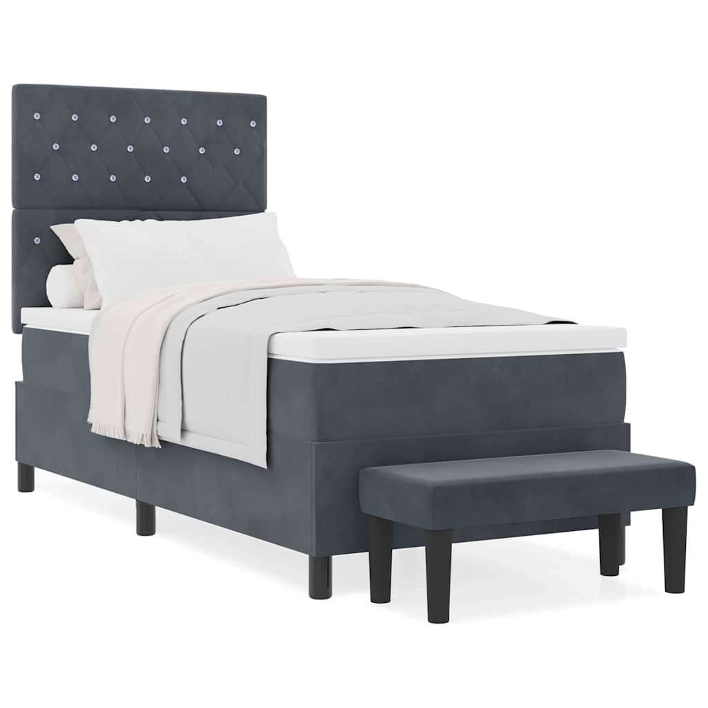 Boxspringbett mit Matratze Dunkelgrau 100 x 200 cm Samt