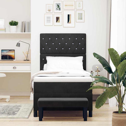 Boxspringbett mit Kissen mit Kopfteil Schwarz 200 x 100 cm Samt