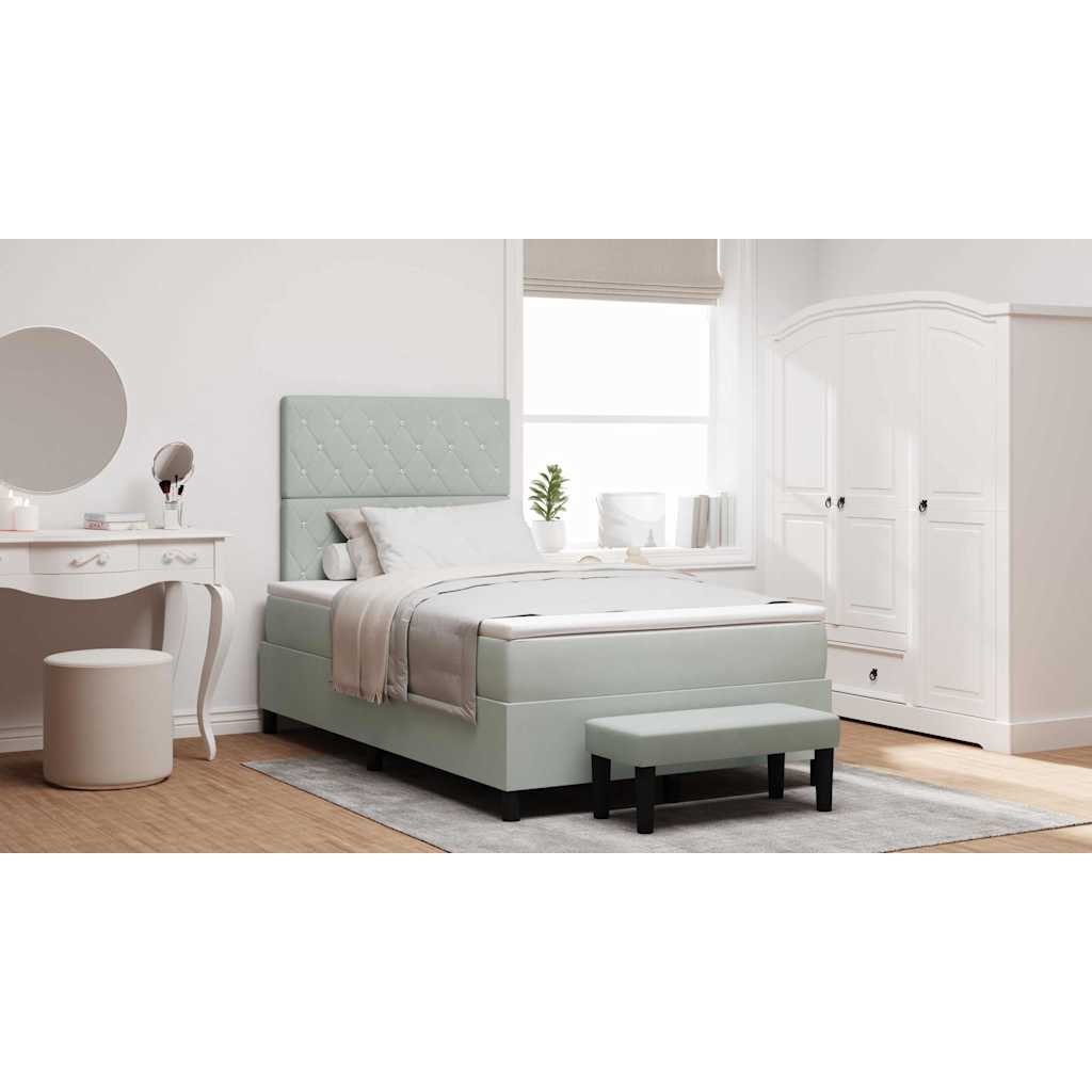 Boxspringbett mit Kopfteil Hellgrau 190 x 120 cm Samt
