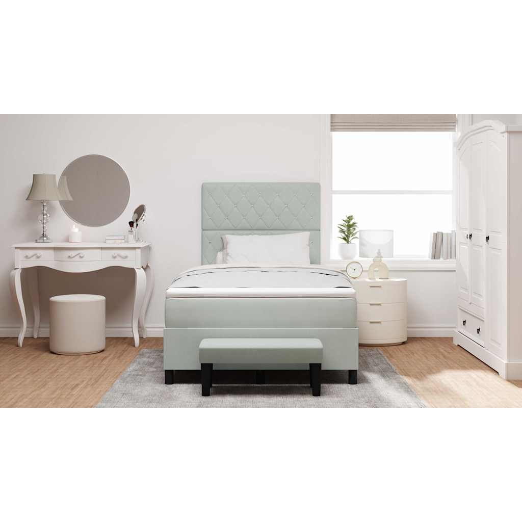 Boxspringbett mit Kopfteil Hellgrau 190 x 120 cm Samt