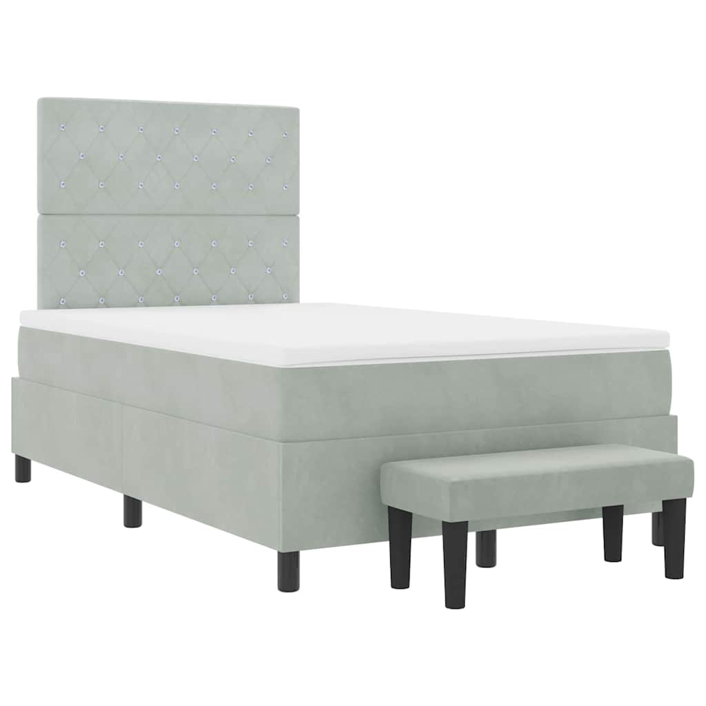 Boxspringbett mit Kopfteil Hellgrau 190 x 120 cm Samt