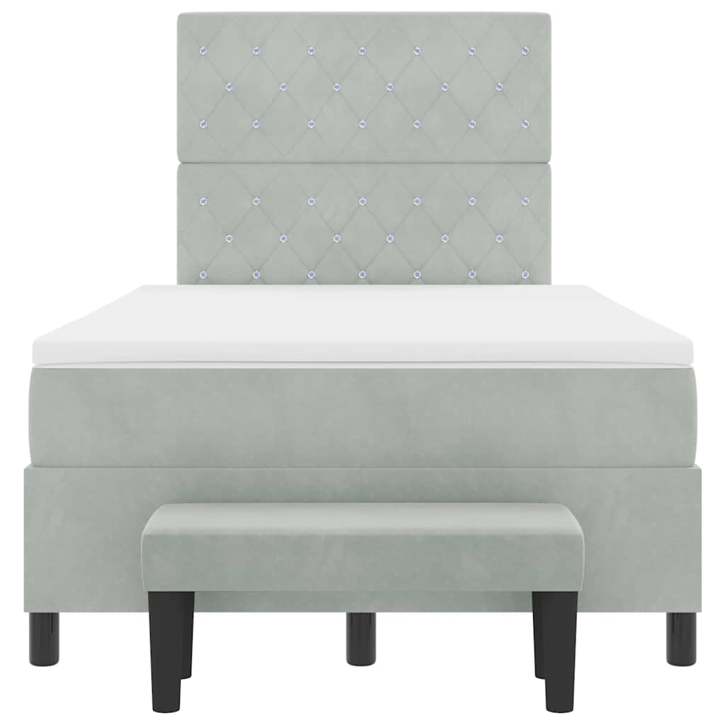 Boxspringbett mit Kopfteil Hellgrau 190 x 120 cm Samt