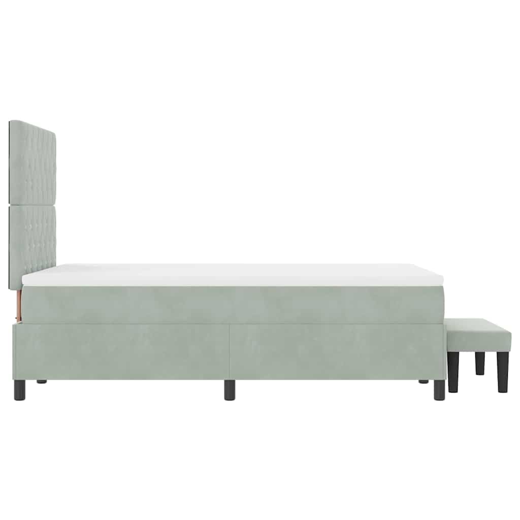 Boxspringbett mit Kopfteil Hellgrau 190 x 120 cm Samt