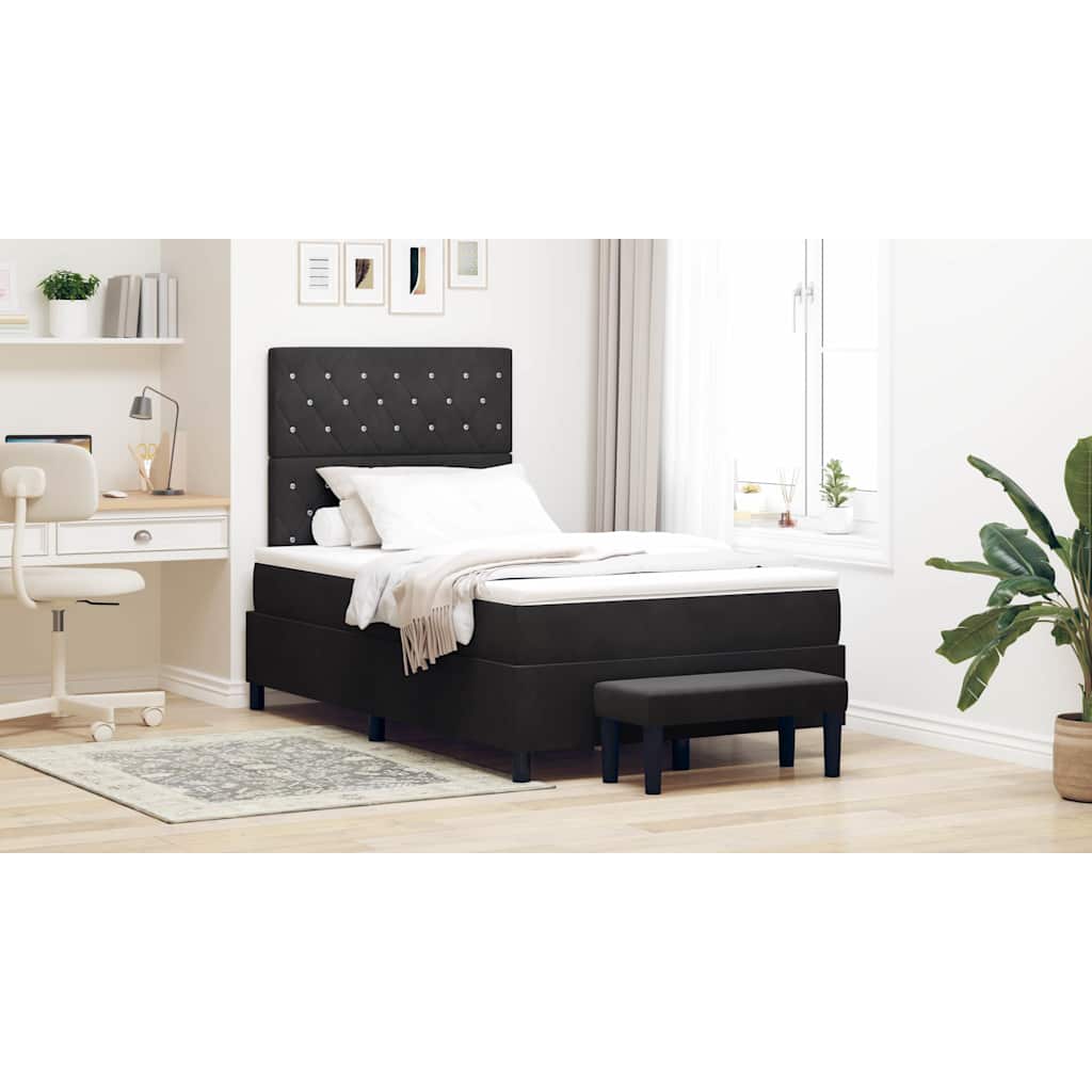 Boxspringbett mit Kissen mit Kopfteil Schwarz 190 x 120 cm Samt