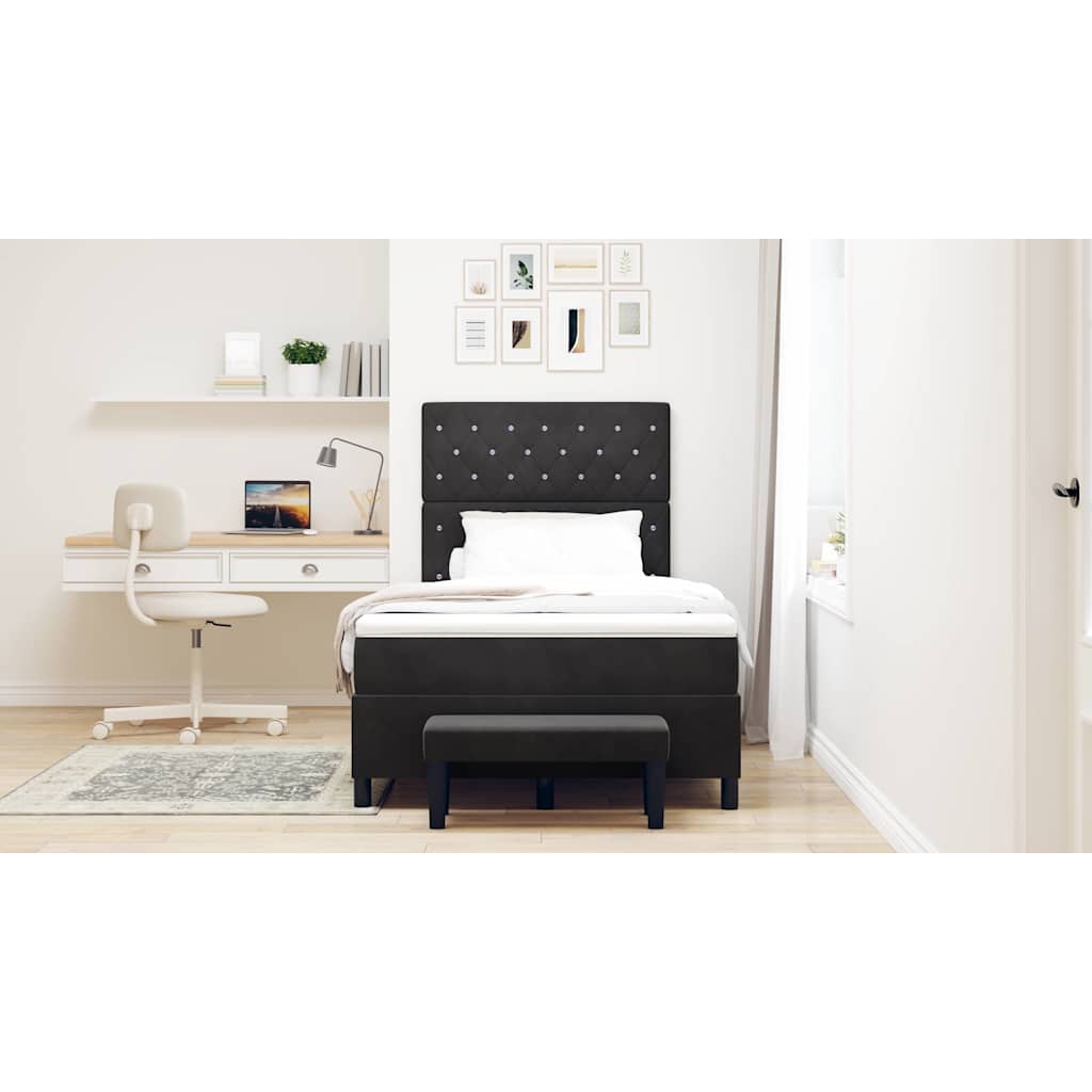 Boxspringbett mit Kissen mit Kopfteil Schwarz 190 x 120 cm Samt