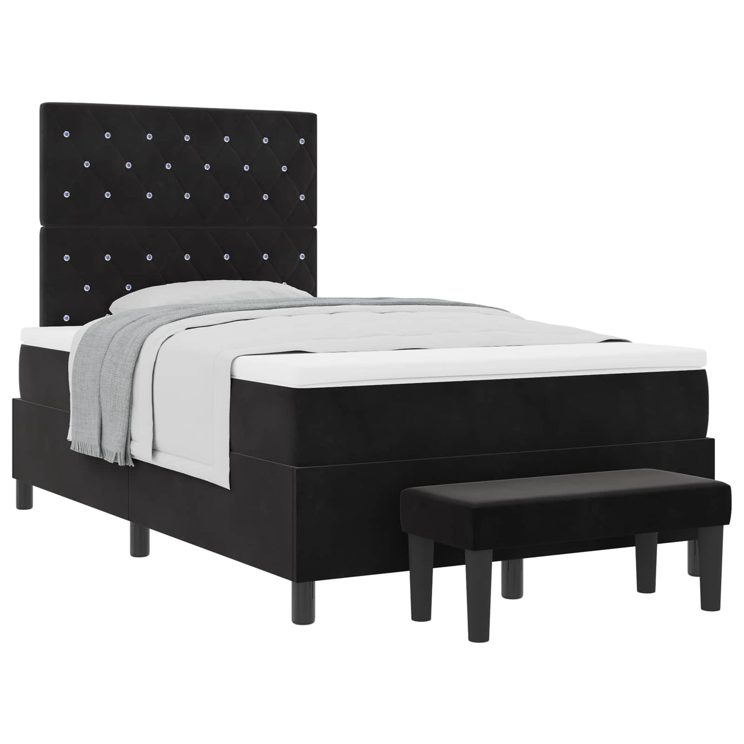 Boxspringbett mit Kissen mit Kopfteil Schwarz 190 x 120 cm Samt