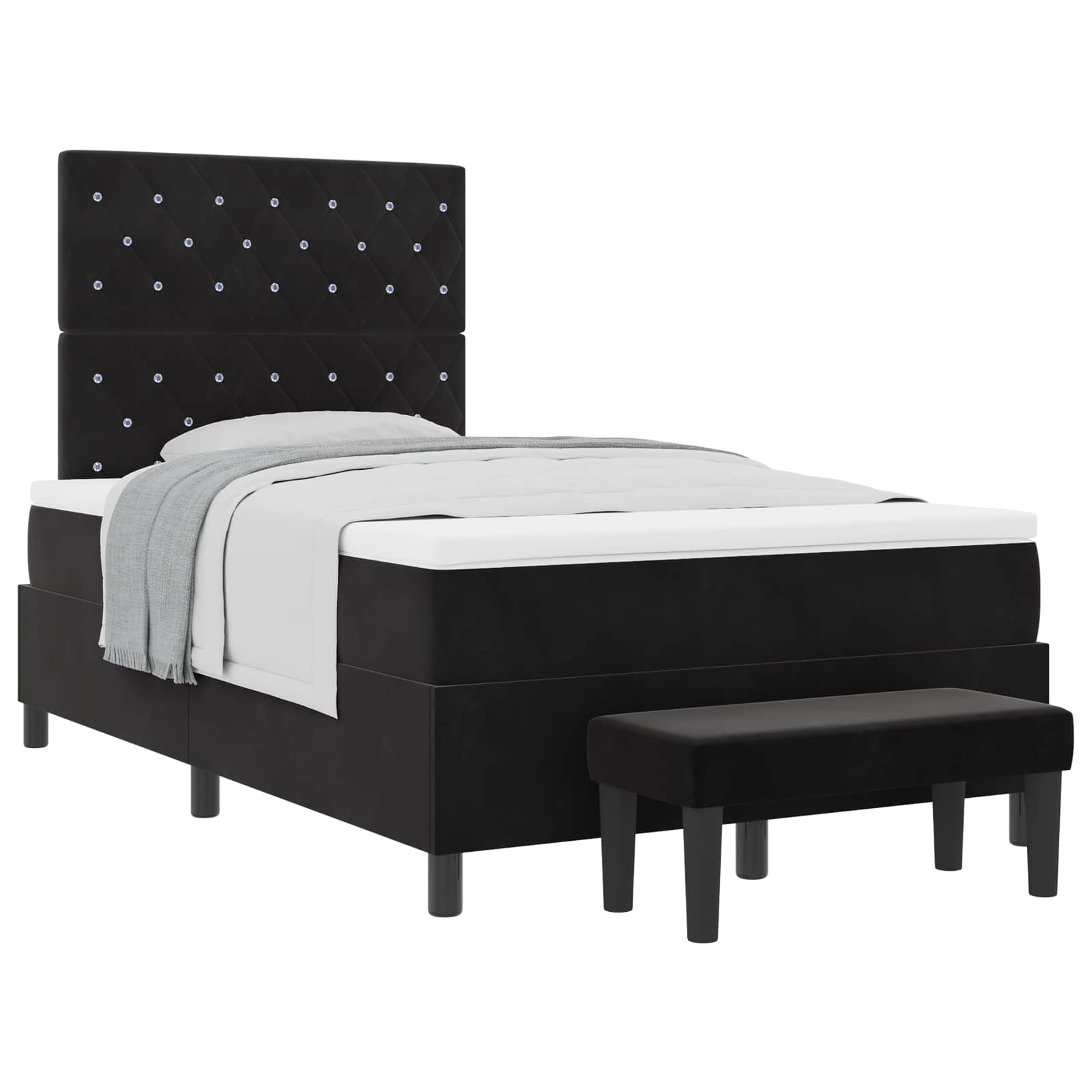 Boxspringbett mit Kissen mit Kopfteil Schwarz 190 x 120 cm Samt