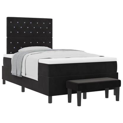 Boxspringbett mit Kissen mit Kopfteil Schwarz 190 x 120 cm Samt