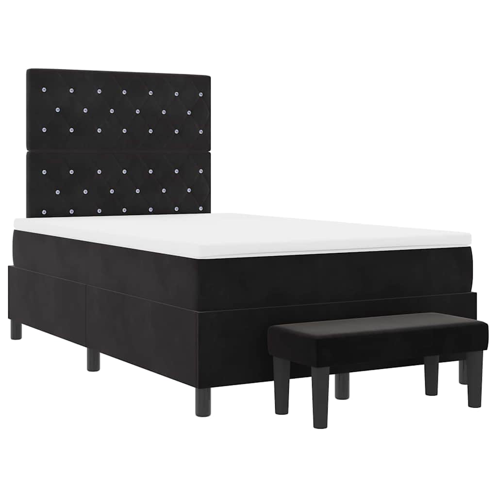 Boxspringbett mit Kissen mit Kopfteil Schwarz 190 x 120 cm Samt