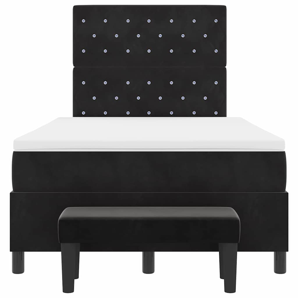 Boxspringbett mit Kissen mit Kopfteil Schwarz 190 x 120 cm Samt
