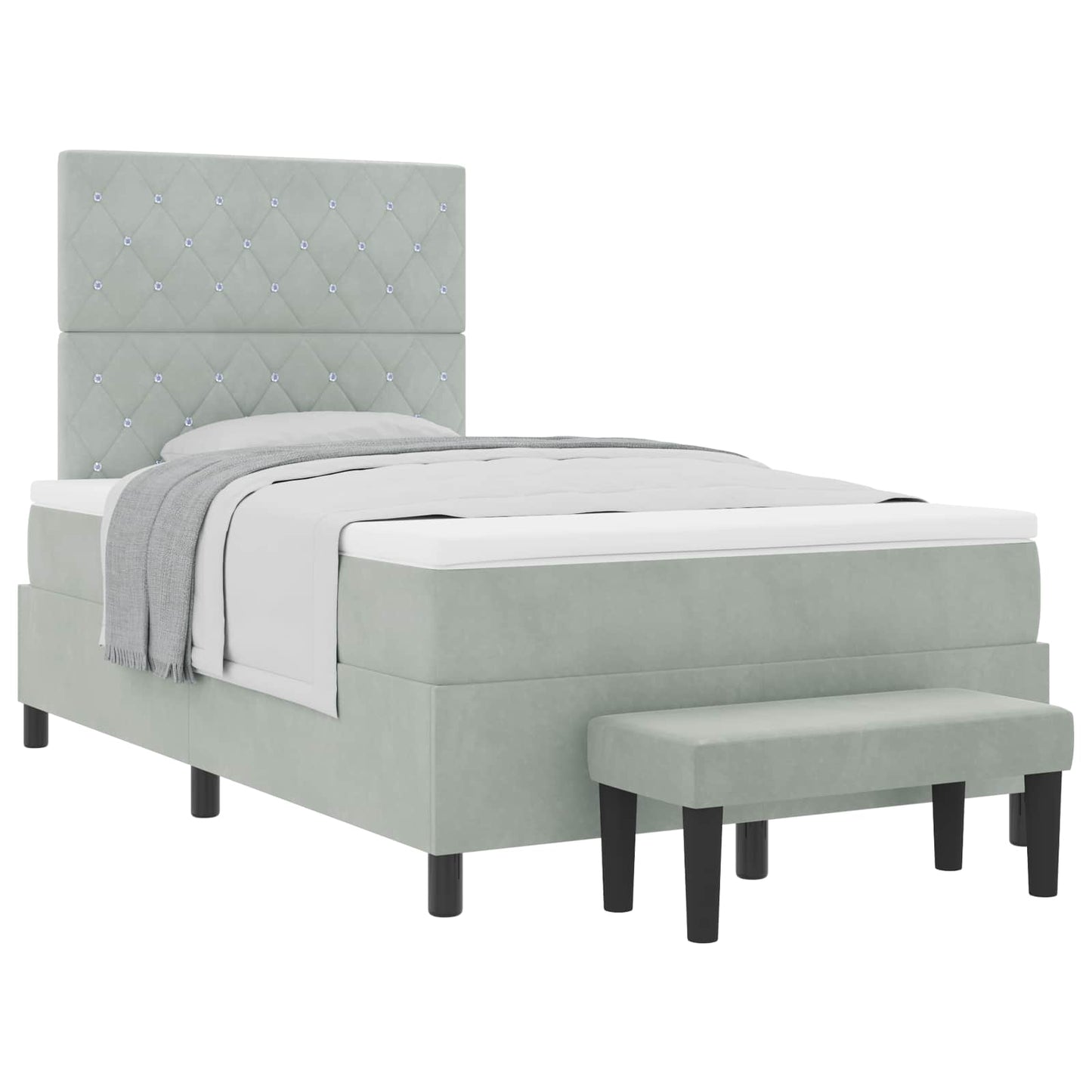 Boxspringbett mit Kopfteil Hellgrau 200 x 120 cm Samt