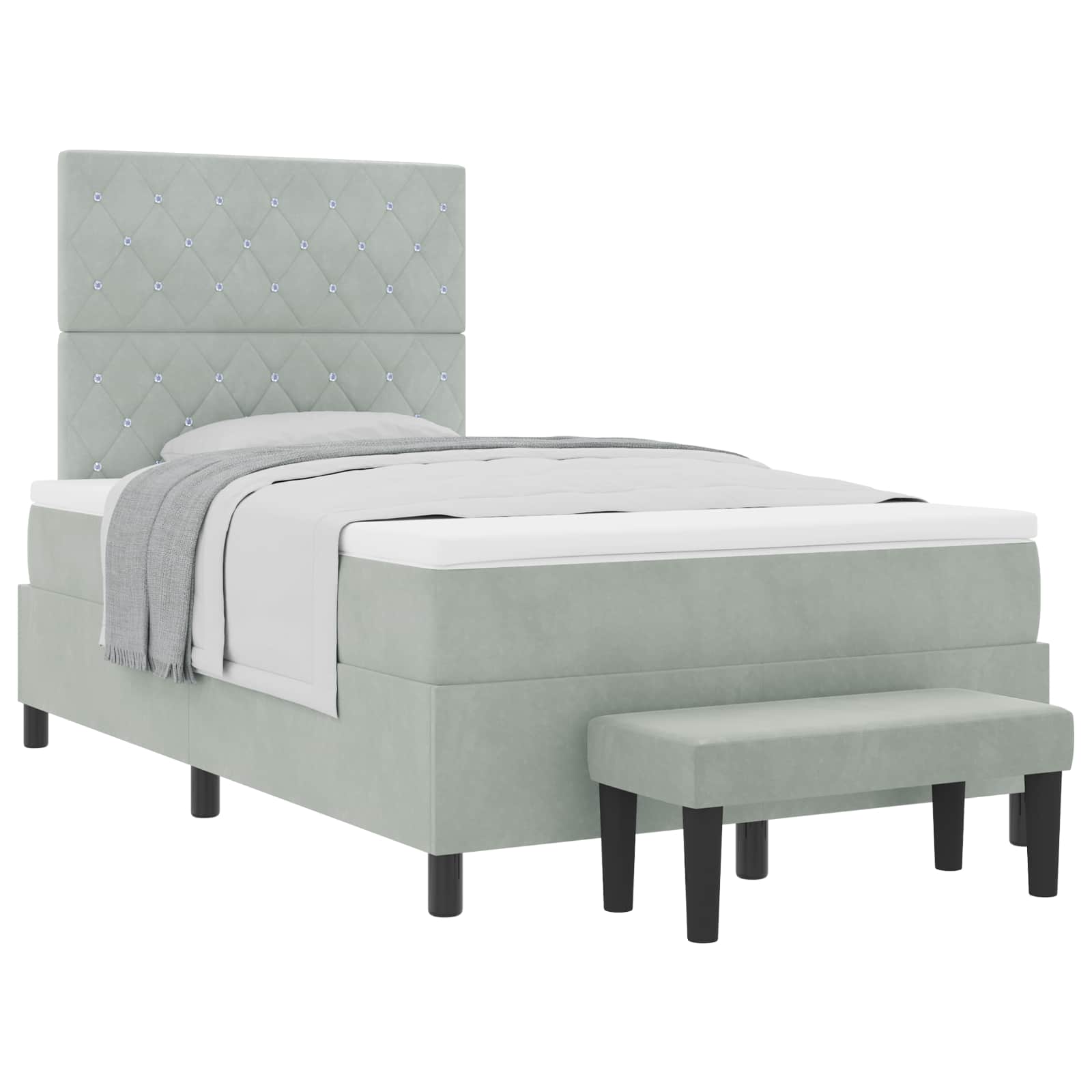 Boxspringbett mit Kopfteil Hellgrau 200 x 120 cm Samt