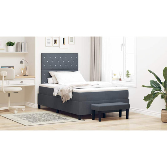 Boxspringbett mit Matratze Dunkelgrau 120 x 200 cm Samt