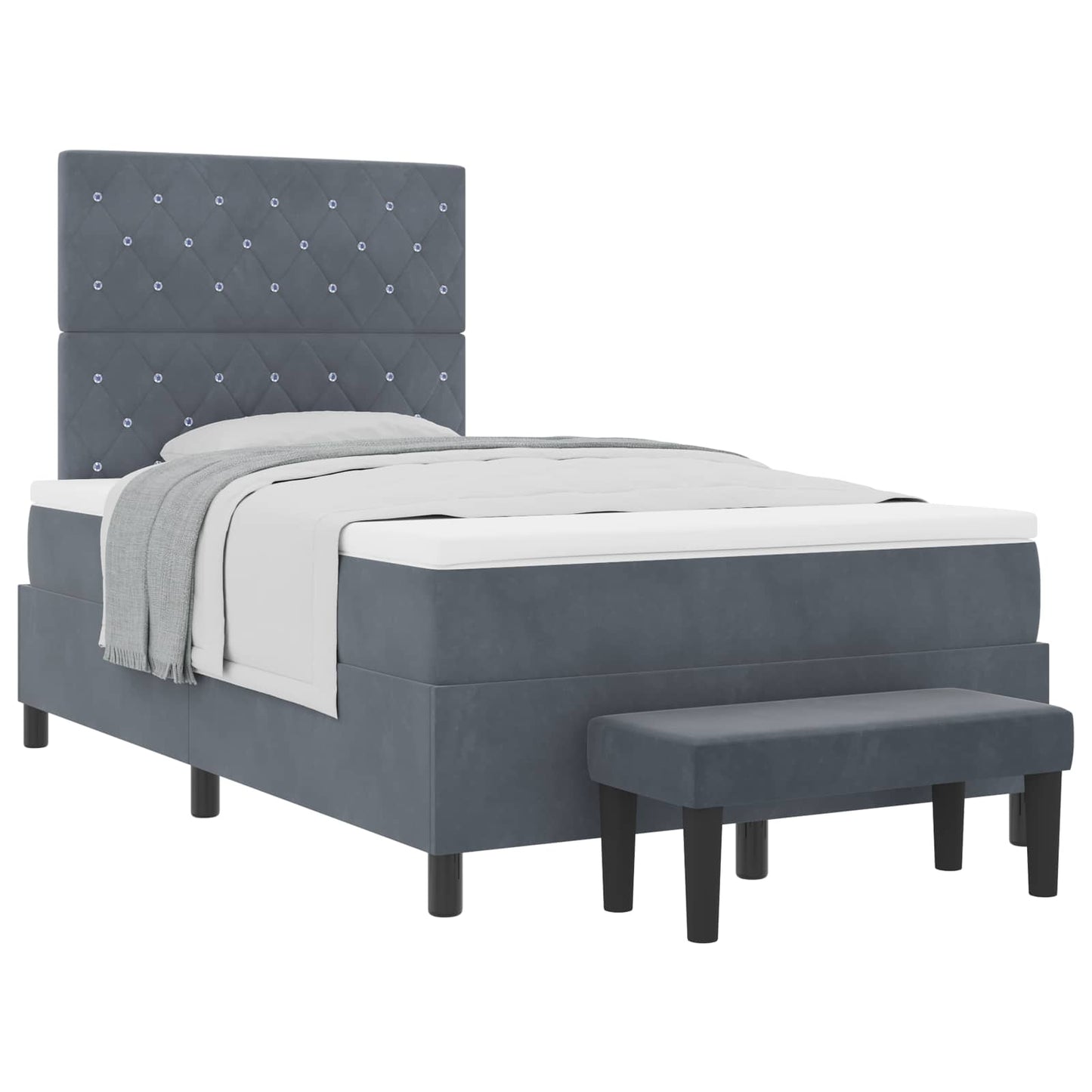 Boxspringbett mit Kopfteil Dunkelgrau 200 x 120 cm Samt