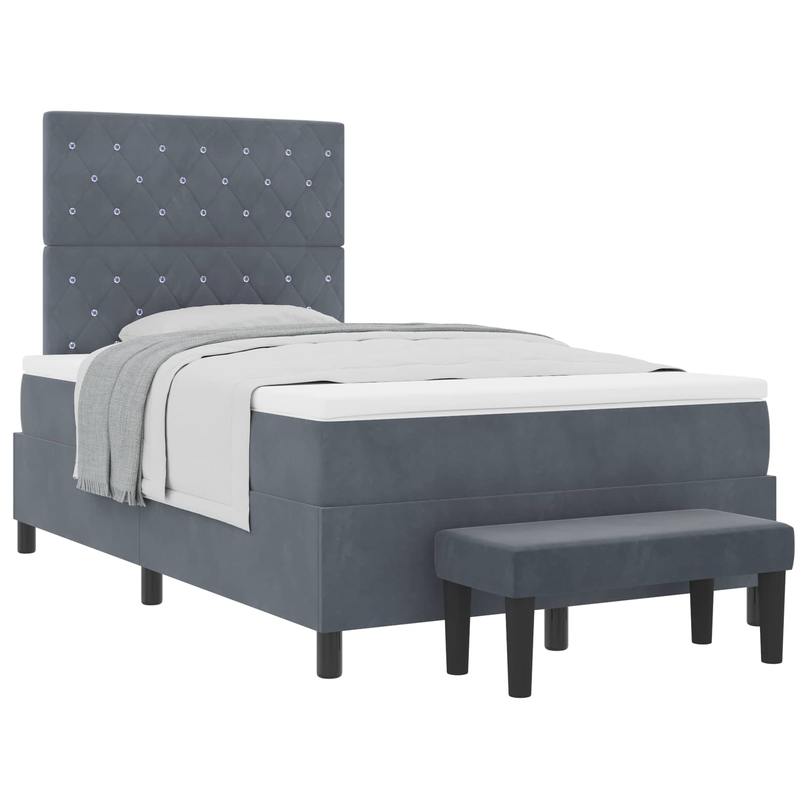 Boxspringbett mit Kopfteil Dunkelgrau 200 x 120 cm Samt