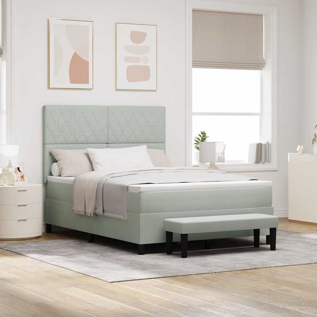 Boxspringbett mit Kissen Hellgrau 200 x 140 cm Samt