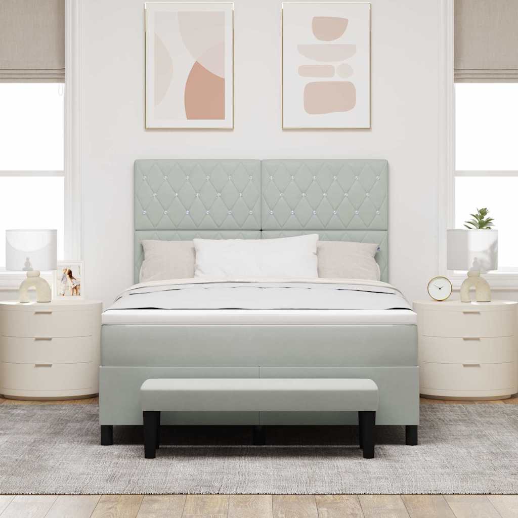 Boxspringbett mit Kissen Hellgrau 200 x 140 cm Samt