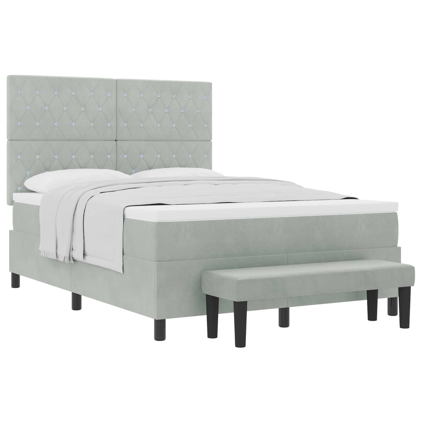 Boxspringbett mit Kissen Hellgrau 200 x 140 cm Samt