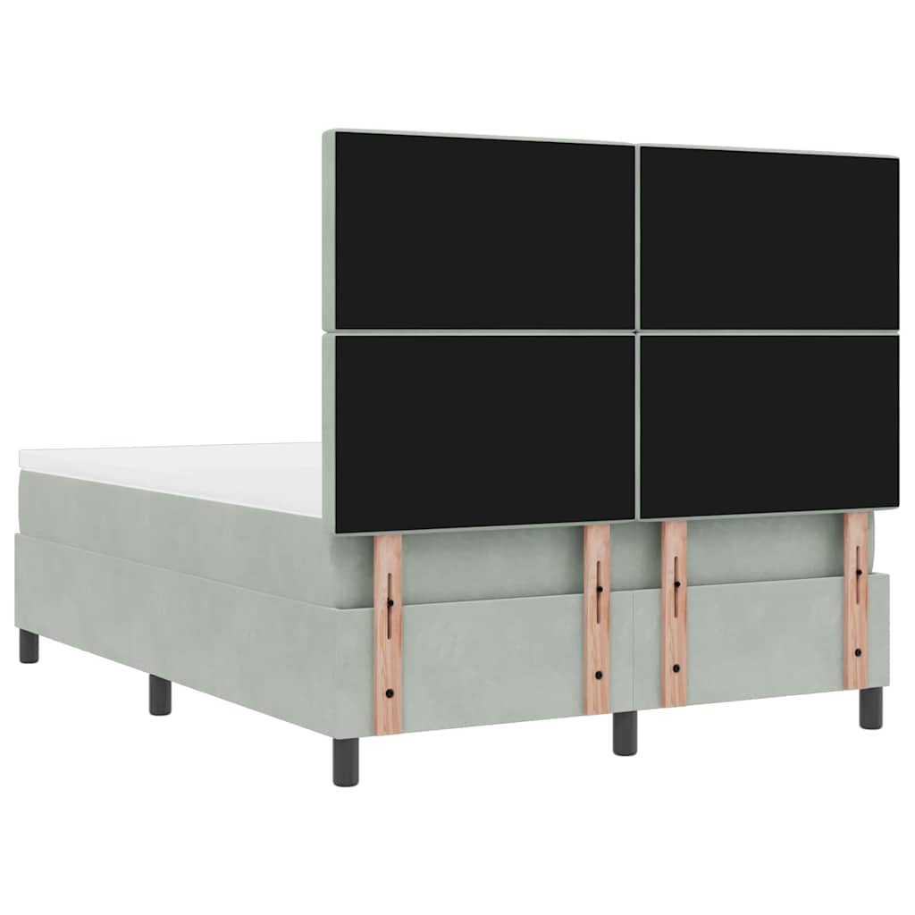 Boxspringbett mit Kissen Hellgrau 200 x 140 cm Samt