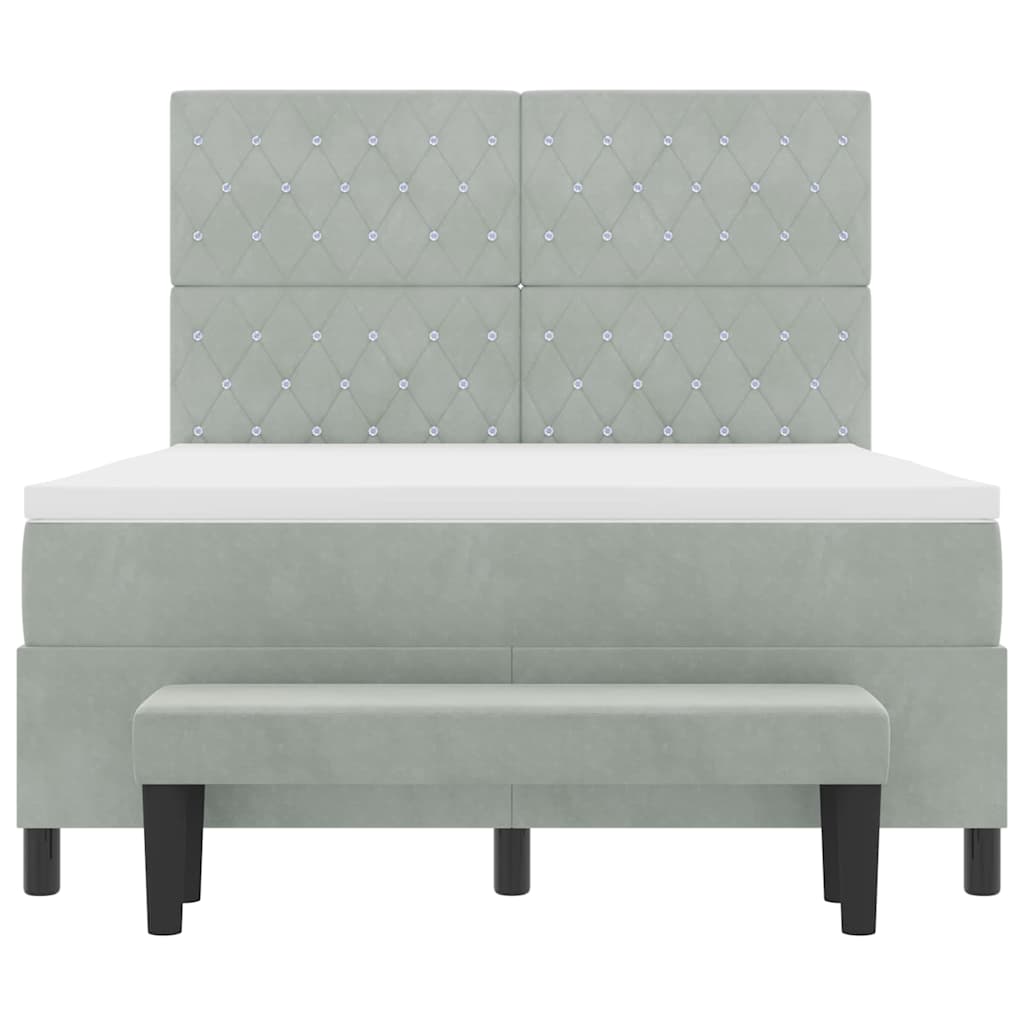 Boxspringbett mit Kissen Hellgrau 200 x 140 cm Samt