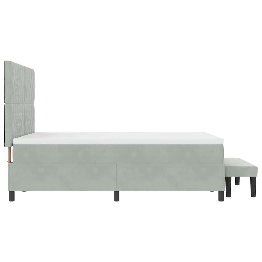 Boxspringbett mit Kissen Hellgrau 200 x 140 cm Samt