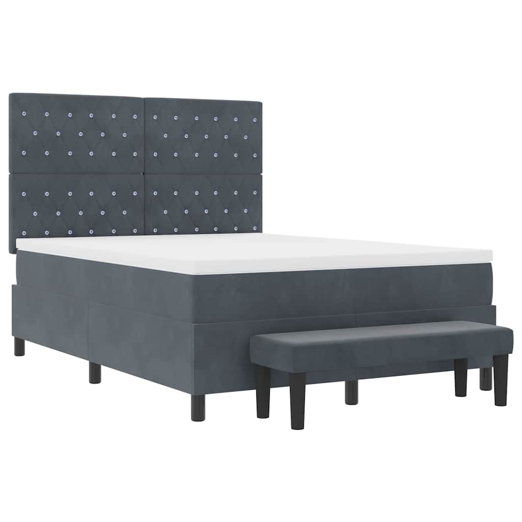 Boxspringbett mit Kopfteil Dunkelgrau 200 x 140 cm Samt