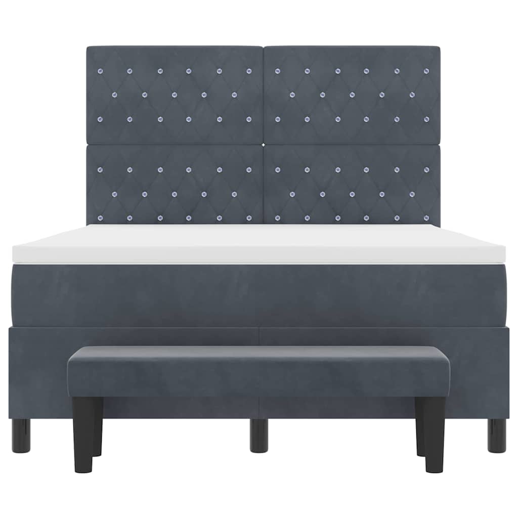 Boxspringbett mit Kopfteil Dunkelgrau 200 x 140 cm Samt
